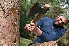 En action dans la forêt de montagne