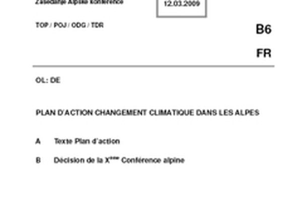 Plan d’action sur le changement Climatique dans les Alpes